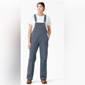 Women's Relaxed Fit Bib Overalls, Rinsed Hickory Stripe